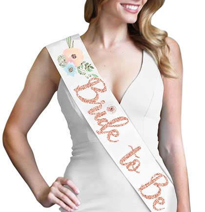Watercolor Floral Bride to Be Rose Gold Glitter Sash