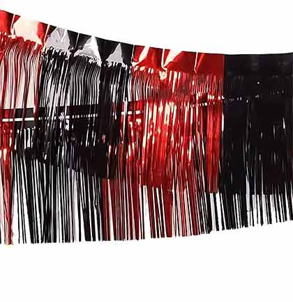 Black & Red Fringe Garland - 6ft