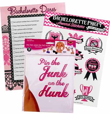 Pin the Junk, Award Stickers & Dare Sheet - Set of 3