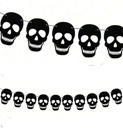 Black Skull Felt Banner