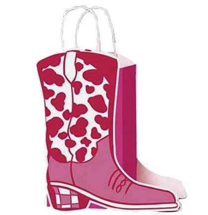 Two Sided Pink Disco Cowgirl Boot Gift Bag