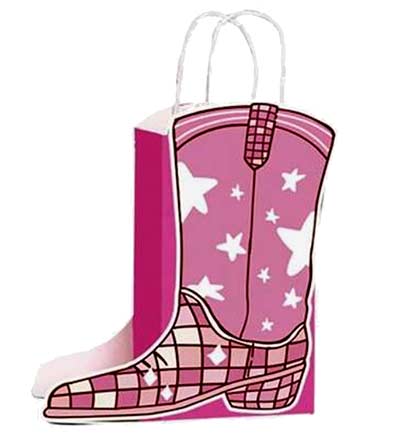 Two Sided Pink Disco Cowgirl Boot Gift Bag