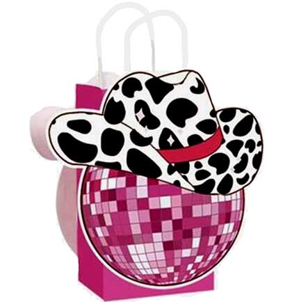 Two Sided Pink Disco Cowgirl Gift Bag
