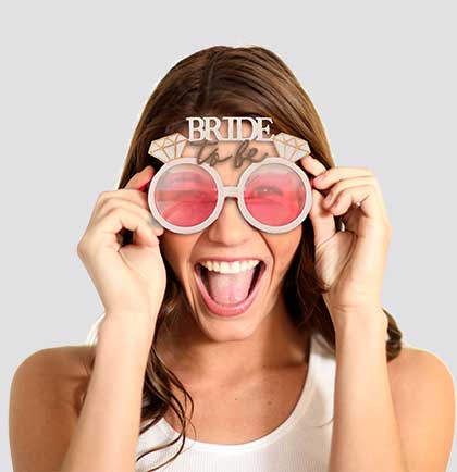 Bride to Be White Sunglasses with pink tinted glasses