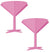 Set of 2 pink glitter martini glass 3D centerpieces