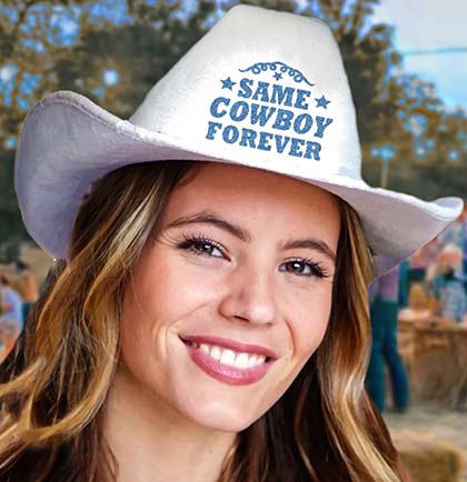 Blue Same Cowboy Forever White Western Hat