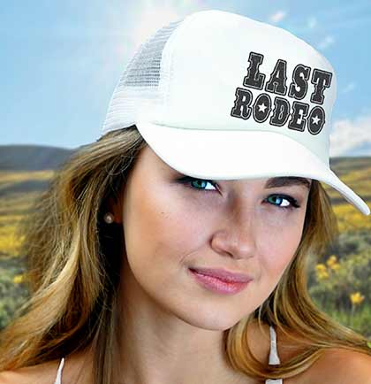 Black Last Rodeo White Trucker Hat