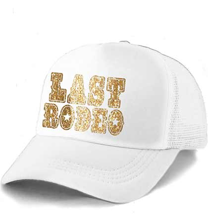 Gold Last Rodeo White Trucker Hat