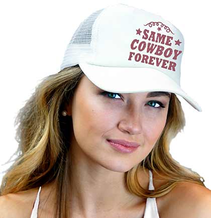 Brown Same Cowboy Forever White Trucker Hat
