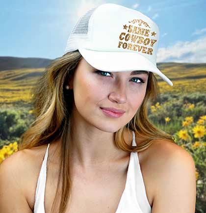 Gold Same Cowboy Forever White Trucker Hat