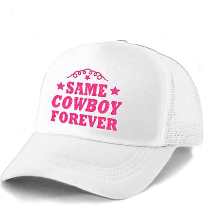 Pink Same Cowboy Forever White Trucker Hat