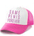 Pink and white cap with 'Same Penis Forever' text on a white background