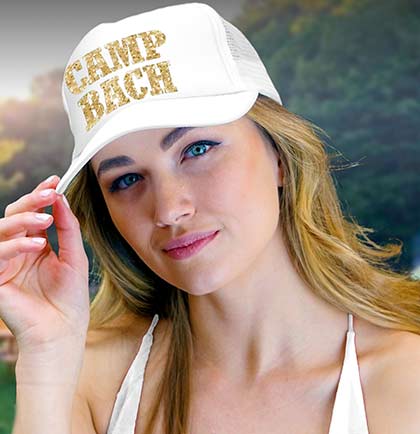Gold Camp Bach White Trucker Hat