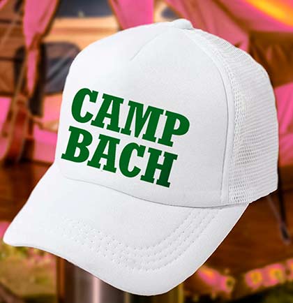 Green Camp Bach White Trucker Hat
