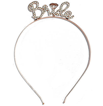 Rose Gold Bride Rhinestone Headband, Bachelorette Tiara
