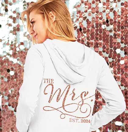 The Mrs. EST Rose Gold Glitter Modern Lightweight Hoodie