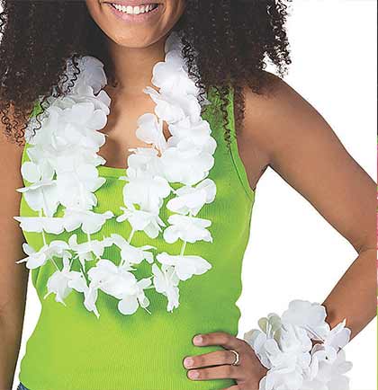 White Flower Lei - Set of 6