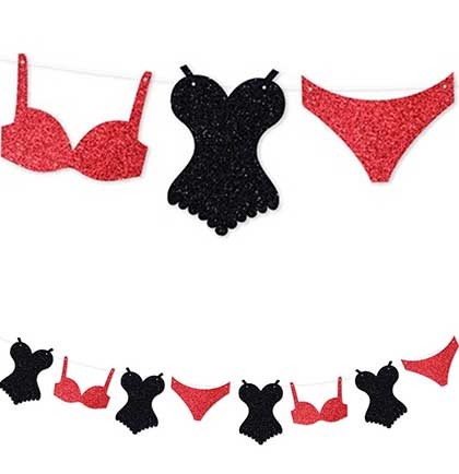 Red Lingerie &amp; Corset Shaped Glitter Banner