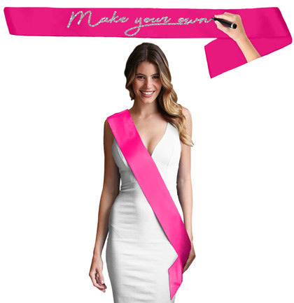 Blank Magenta Satin Premium Sash - Set of 3