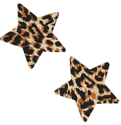 Leopard Print Star Shaped Pasties &amp; Black Whip Set