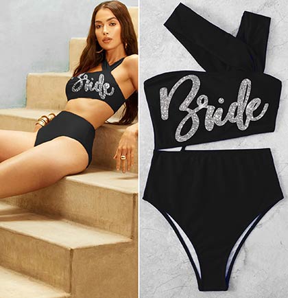 Bride Silver Glam Cut-Out Swimsuit