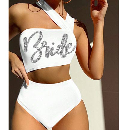 Bride Silver Glam Cut-Out Swimsuit