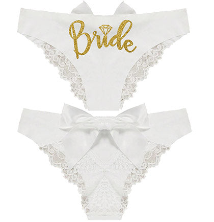 Bride Diamond White Bow Back Panty