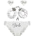Silver Glam Bride Bow Back White Panty, Pasty & Handcuff - Set of 3