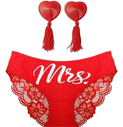 Silver Mrs. Red Bikini & Pasties Set