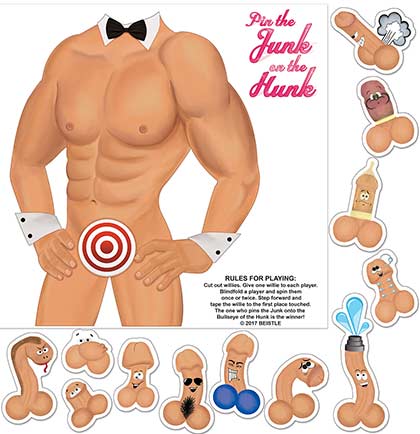 Pin the Junk Game, Mini Bowling &amp; Willy Award Prize - Set of 3