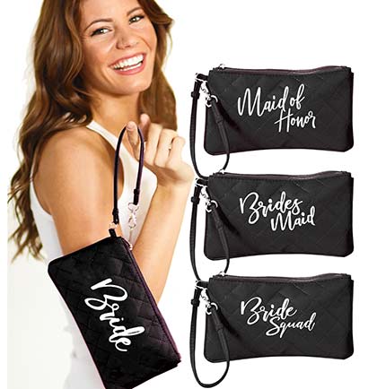 Bridal Black Zipper Pouch