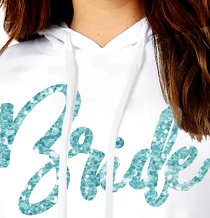 Glam Bride Aqua Pullover White Hoodie