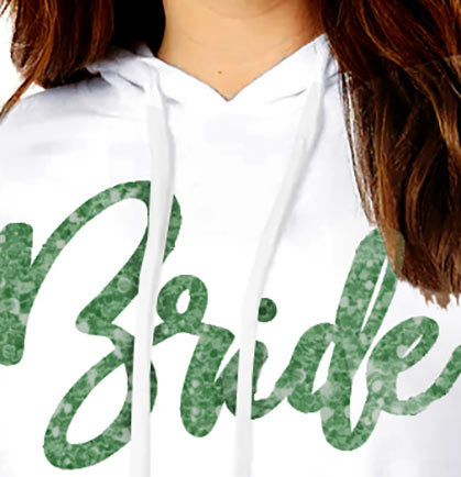 Glam Bride Green Pullover White Hoodie