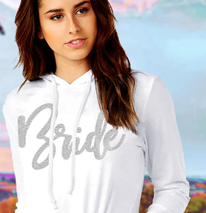 Bride Rhinestone Glam Pullover White Hoodie