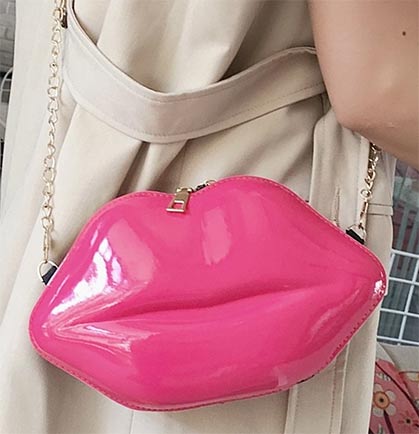 Hot Pink Lip Shape Purse