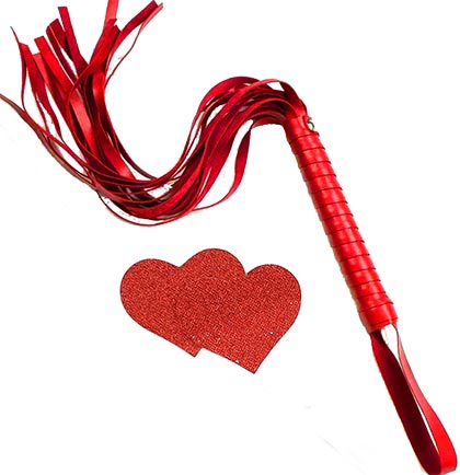 Red Heart Shaped Glitter Pasties & Whip Set