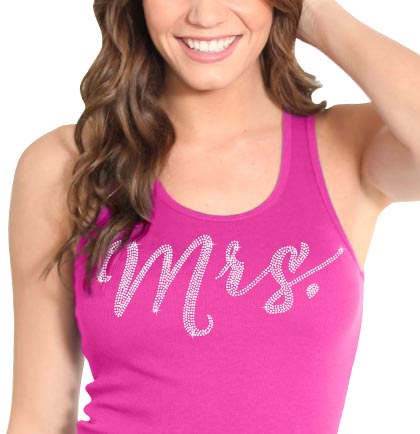 Modern Rhinestone Mrs. Racerback Tank: Magenta