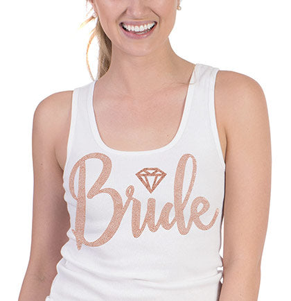 Rose Gold Bride Diamond White Tank