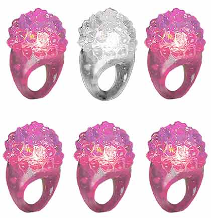One white bumpy jelly ring and five pink bumpy jelly ring set