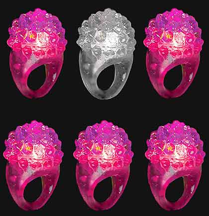 One white bumpy jelly ring and five pink bumpy jelly ring set