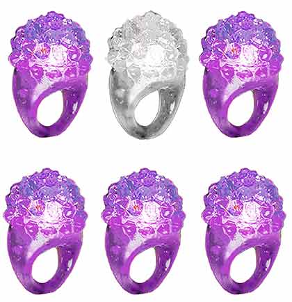 Purple & White Bumpy Light Up Ring - Set of 6