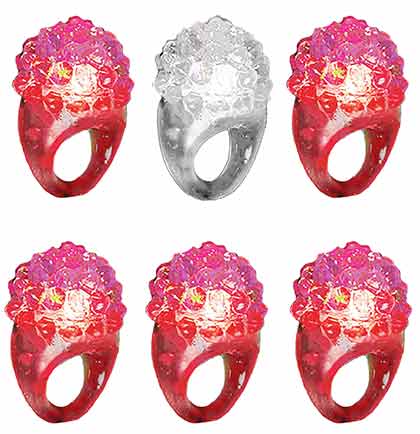 Red &amp; White Bumpy Light Up Ring - Set of 6