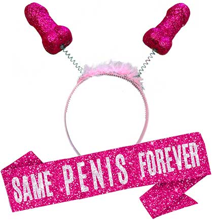 Same Pen*s Forever Hot Pink Sparkle Sash and Hot Pink Boppers