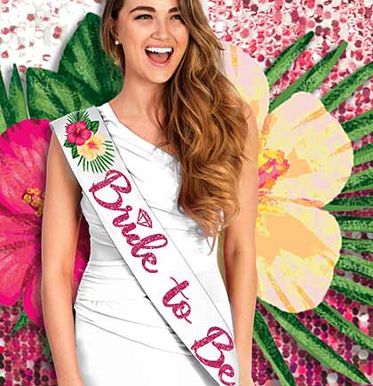 Tropical Pink Bride to Be White Sash