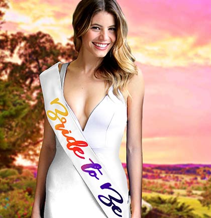 Bride to Be Tequila Sunrise Ombre &amp; Sam Pen*s Purple Sash - Set of 2