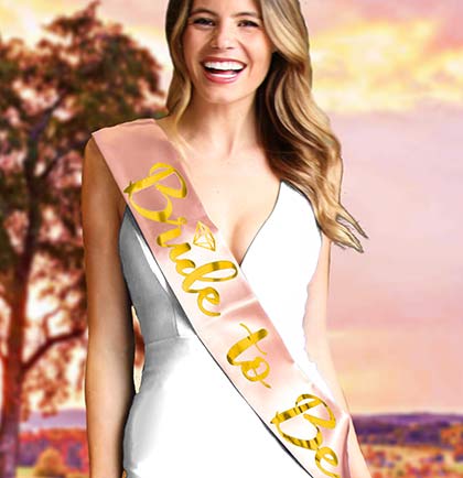 Bride to Be Diamond Gold Metallic Sash