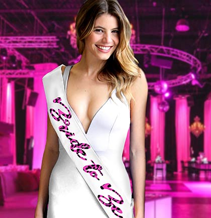 Glam Bride to Be Pink Animal White Print