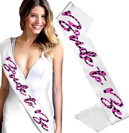 Glam Bride to Be Pink Animal White Print