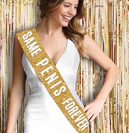Bride to Be Tequilla Sunrise Ombre & Sam Pen*s Gold Sparkle Sash - Set of 2