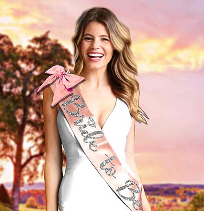 Silver Bride to Be Blush Sash & Blush Bow - Set of 2